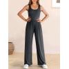 imageANRABESS Jumpsuits for Women Dressy Casual Summer Sleeveless Rib Knit Wide Leg Jumper Romper One Piece Outfits with PocketsDark Grey