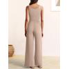 imageANRABESS Jumpsuits for Women Dressy Casual Summer Sleeveless Rib Knit Wide Leg Jumper Romper One Piece Outfits with PocketsKhaki