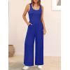 imageANRABESS Jumpsuits for Women Dressy Casual Summer Sleeveless Rib Knit Wide Leg Jumper Romper One Piece Outfits with PocketsRoyal Blue
