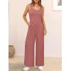 imageANRABESS Jumpsuits for Women Dressy Casual Summer Sleeveless Rib Knit Wide Leg Jumper Romper One Piece Outfits with PocketsRust