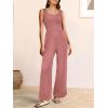 imageANRABESS Jumpsuits for Women Dressy Casual Summer Sleeveless Rib Knit Wide Leg Jumper Romper One Piece Outfits with PocketsRust