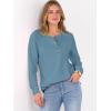 imageANRABESS Womens Long Sleeve Waffle Knit Shirts Dressy Casual Loose Button Up V Neck Henley Tops 2025 Fall Basic Tee BlouseDusty Blue