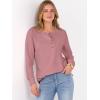 imageANRABESS Womens Long Sleeve Waffle Knit Shirts Dressy Casual Loose Button Up V Neck Henley Tops 2025 Fall Basic Tee BlousePink