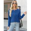 imageANRABESS Womens Long Sleeve Waffle Knit Shirts Dressy Casual Loose Button Up V Neck Henley Tops 2025 Fall Basic Tee BlouseRoyal Blue