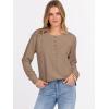 imageANRABESS Womens Long Sleeve Waffle Knit Shirts Dressy Casual Loose Button Up V Neck Henley Tops 2025 Fall Basic Tee BlouseTan