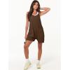 imageANRABESS Womens Rompers Summer Casual Loose Sleeveless Overalls Spaghetti Strap Shorts Jumpsuit 2025 Beach Vacation OutfitsCoffee