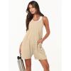 imageANRABESS Womens Rompers Summer Casual Loose Sleeveless Overalls Spaghetti Strap Shorts Jumpsuit 2025 Beach Vacation OutfitsKhaki