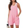 imageANRABESS Womens Rompers Summer Casual Loose Sleeveless Overalls Spaghetti Strap Shorts Jumpsuit 2025 Beach Vacation OutfitsPink