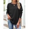 imageANRABESS 2025 Fall Fashion Sweatshirt for Women Raw Edges Long Sleeve Shirts Crewneck Loose Fit Curve Hem Pullover TopsBlack