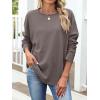 imageANRABESS 2025 Fall Fashion Sweatshirt for Women Raw Edges Long Sleeve Shirts Crewneck Loose Fit Curve Hem Pullover TopsCamel