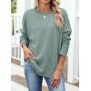 imageANRABESS 2025 Fall Fashion Sweatshirt for Women Raw Edges Long Sleeve Shirts Crewneck Loose Fit Curve Hem Pullover TopsGreen