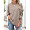 imageANRABESS 2025 Fall Fashion Sweatshirt for Women Raw Edges Long Sleeve Shirts Crewneck Loose Fit Curve Hem Pullover TopsKhaki