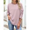 imageANRABESS 2025 Fall Fashion Sweatshirt for Women Raw Edges Long Sleeve Shirts Crewneck Loose Fit Curve Hem Pullover TopsPink