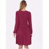 imageANRABESS Long Sleeve Dress for Women Fall Fashion Outfits 2025 Casual V Neck Ribbed Knit Short Sweater Dresses with PocketsWine Red