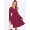 imageANRABESS Long Sleeve Dress for Women Fall Fashion Outfits 2025 Casual V Neck Ribbed Knit Short Sweater Dresses with PocketsWine Red