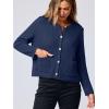 imageANRABESS Women Cardigan Sweater Dressy Casual Classic Long Sleeve Crew Neck Button Down Tweed Knit Jacket 2025 Fall OutfitsDark Blue