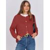 imageANRABESS Women Cardigan Sweater Dressy Casual Classic Long Sleeve Crew Neck Button Down Tweed Knit Jacket 2025 Fall OutfitsOrange Red