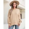 imageANRABESS Women Oversized Sweaters Batwing Long Sleeve 2025 Fall Outfits Crewneck Casual Knit Side Slit Fashion Pullover TopApricot