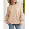 imageANRABESS Women Oversized Sweaters Batwing Long Sleeve 2025 Fall Outfits Crewneck Casual Knit Side Slit Fashion Pullover TopApricot
