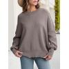 imageANRABESS Women Oversized Sweaters Batwing Long Sleeve 2025 Fall Outfits Crewneck Casual Knit Side Slit Fashion Pullover TopGrey Khaki