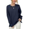 imageANRABESS Women Oversized Sweaters Batwing Long Sleeve 2025 Fall Outfits Crewneck Casual Knit Side Slit Fashion Pullover TopNavy Blue