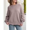 imageANRABESS Women Oversized Sweaters Batwing Long Sleeve 2025 Fall Outfits Crewneck Casual Knit Side Slit Fashion Pullover TopPink Apricot