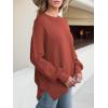 imageANRABESS Women Oversized Sweaters Batwing Long Sleeve 2025 Fall Outfits Crewneck Casual Knit Side Slit Fashion Pullover TopRust