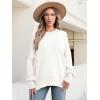 imageANRABESS Women Oversized Sweaters Batwing Long Sleeve 2025 Fall Outfits Crewneck Casual Knit Side Slit Fashion Pullover TopWhite