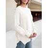 imageANRABESS Women Oversized Sweaters Batwing Long Sleeve 2025 Fall Outfits Crewneck Casual Knit Side Slit Fashion Pullover TopWhite
