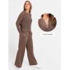 imageANRABESS Womens 2 Piece Outfits 2025 Fall Crochet Knit Half Zip Sweater Top Wide Leg Pant Travel Matching Sets Lounge ClothesBrown