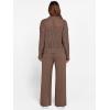imageANRABESS Womens 2 Piece Outfits 2025 Fall Crochet Knit Half Zip Sweater Top Wide Leg Pant Travel Matching Sets Lounge ClothesBrown