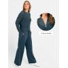 imageANRABESS Womens 2 Piece Outfits 2025 Fall Crochet Knit Half Zip Sweater Top Wide Leg Pant Travel Matching Sets Lounge ClothesDark Teal