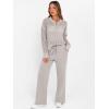 imageANRABESS Womens 2 Piece Outfits 2025 Fall Crochet Knit Half Zip Sweater Top Wide Leg Pant Travel Matching Sets Lounge ClothesLight Khaki