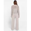 imageANRABESS Womens 2 Piece Outfits 2025 Fall Crochet Knit Half Zip Sweater Top Wide Leg Pant Travel Matching Sets Lounge ClothesLight Khaki