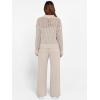 imageANRABESS Womens 2 Piece Outfits 2025 Fall Crochet Knit Half Zip Sweater Top Wide Leg Pant Travel Matching Sets Lounge ClothesLight Tan