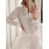 imageANRABESS Womens 2 Piece Outfits 2025 Fall Crochet Knit Half Zip Sweater Top Wide Leg Pant Travel Matching Sets Lounge ClothesLight Tan