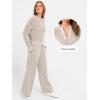 imageANRABESS Womens 2 Piece Outfits 2025 Fall Crochet Knit Half Zip Sweater Top Wide Leg Pant Travel Matching Sets Lounge ClothesLight Tan