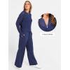 imageANRABESS Womens 2 Piece Outfits 2025 Fall Crochet Knit Half Zip Sweater Top Wide Leg Pant Travel Matching Sets Lounge ClothesNavy Blue