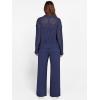 imageANRABESS Womens 2 Piece Outfits 2025 Fall Crochet Knit Half Zip Sweater Top Wide Leg Pant Travel Matching Sets Lounge ClothesNavy Blue