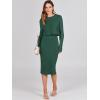 imageANRABESS Womens 2 Piece Outfits Sweater Dresses Set Midi Skirt Sets Long Sleeve Crop Top Bodycon Ribbed Knit Dress 2025 FallGreen