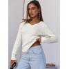 imageANRABESS Womens Long Sleeve Cable Knit Sweater 2025 Fall Fashion V Neck Fitted Pullover Top Business Casual Work Fall OutfitsCream White