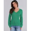 imageANRABESS Womens Long Sleeve Cable Knit Sweater 2025 Fall Fashion V Neck Fitted Pullover Top Business Casual Work Fall OutfitsGreen