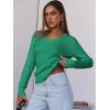 imageANRABESS Womens Long Sleeve Cable Knit Sweater 2025 Fall Fashion V Neck Fitted Pullover Top Business Casual Work Fall OutfitsGreen