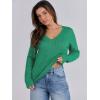 imageANRABESS Womens Long Sleeve Cable Knit Sweater 2025 Fall Fashion V Neck Fitted Pullover Top Business Casual Work Fall OutfitsGreen