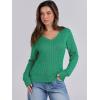 imageANRABESS Womens Long Sleeve Cable Knit Sweater 2025 Fall Fashion V Neck Fitted Pullover Top Business Casual Work Fall OutfitsGreen