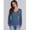 imageANRABESS Womens Long Sleeve Cable Knit Sweater 2025 Fall Fashion V Neck Fitted Pullover Top Business Casual Work Fall OutfitsIndigo Blue