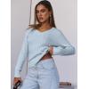 imageANRABESS Womens Long Sleeve Cable Knit Sweater 2025 Fall Fashion V Neck Fitted Pullover Top Business Casual Work Fall OutfitsLight Blue
