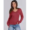 imageANRABESS Womens Long Sleeve Cable Knit Sweater 2025 Fall Fashion V Neck Fitted Pullover Top Business Casual Work Fall OutfitsRed