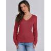 imageANRABESS Womens Long Sleeve Cable Knit Sweater 2025 Fall Fashion V Neck Fitted Pullover Top Business Casual Work Fall OutfitsRed
