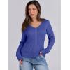 imageANRABESS Womens Long Sleeve Cable Knit Sweater 2025 Fall Fashion V Neck Fitted Pullover Top Business Casual Work Fall OutfitsRoyal Blue